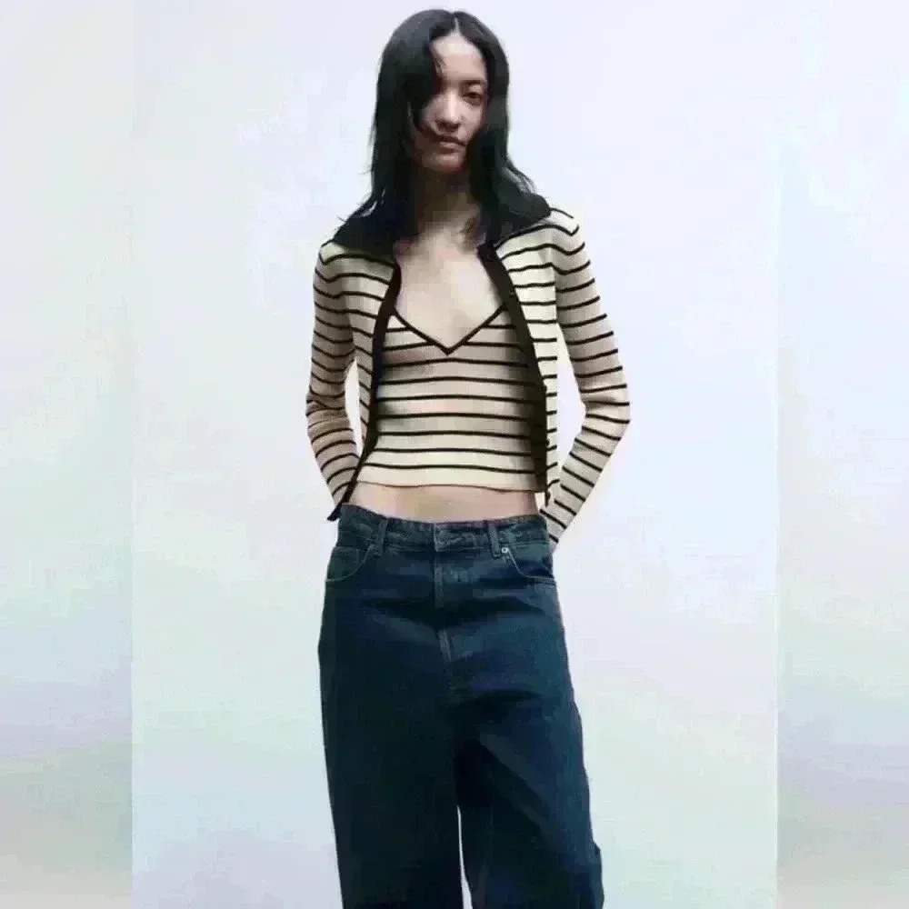 Zara striped cardigan and matching striped tank top - Picture 3 of 7